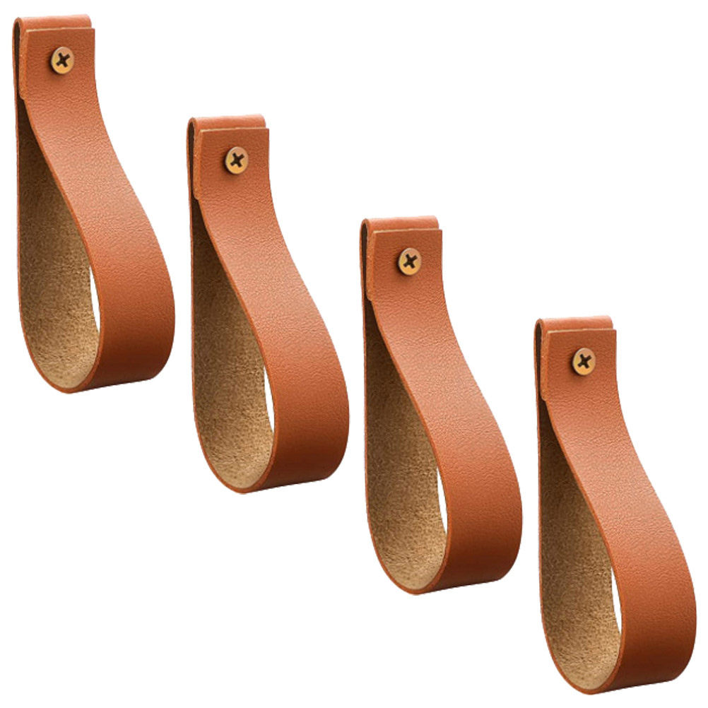 Curtain Rods - 4個入り PU製カーテンロッド用ストラップフック、壁掛け式、ボヘミアン調、浴室・キッチン・寝室用、タオル掛けフック、PU製カーテンロッドホルダー