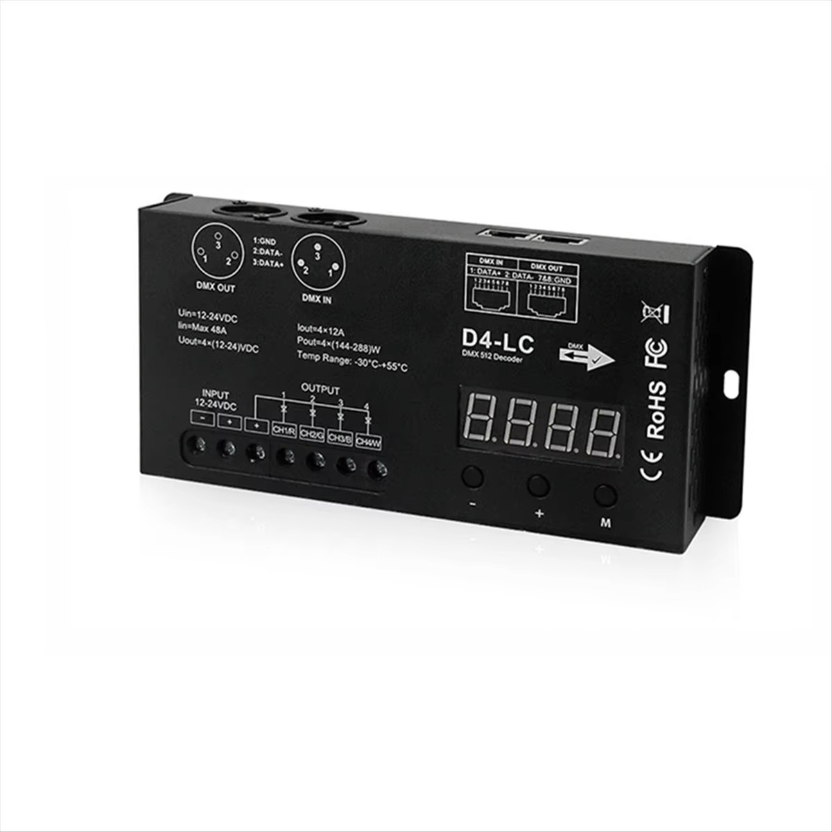 高出力DMX512 LEDコントローラー 4CH 12A/C - Led Strip Lights のレビューと価格