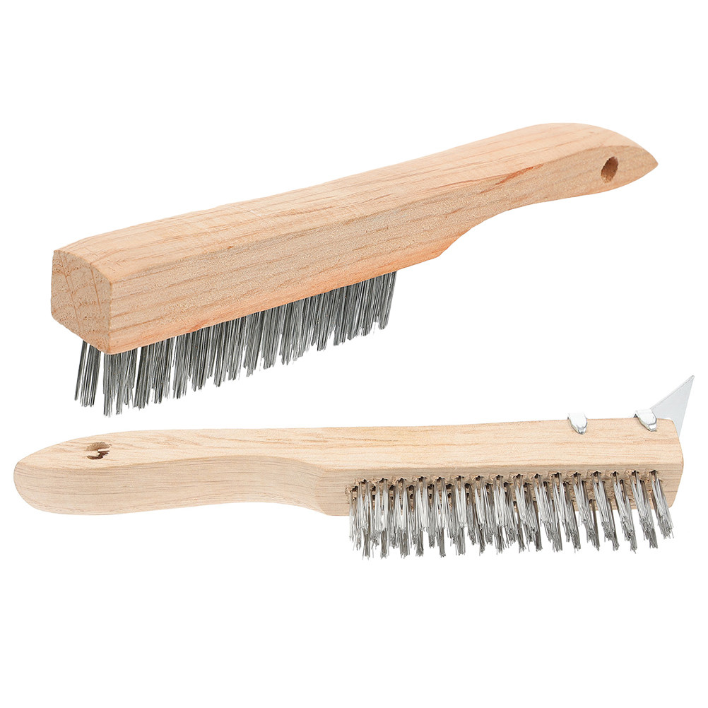 木製ハンドル付きのスチールワイヤーブラシ2本セット – 錆除 - Paint Brush のレビューと価格